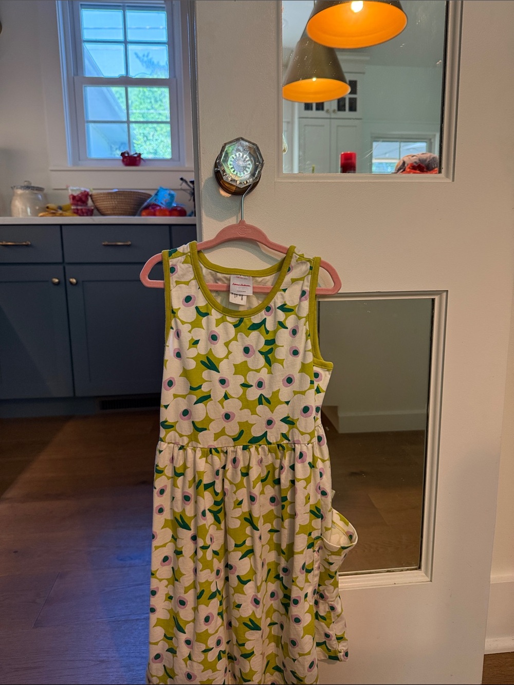 Girls Floral Tank Dress - Green & White